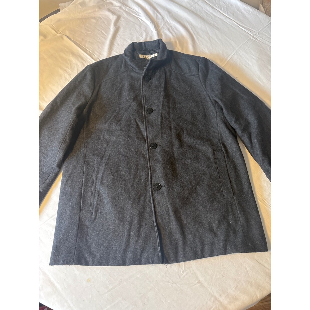 Kenneth Cole Car Coat Mens XL Charcoal GreyWool Blend Button Front